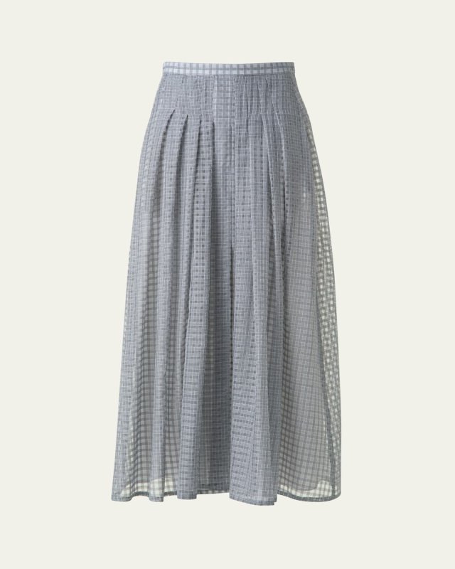 Plaid Pleated Voile Skirt